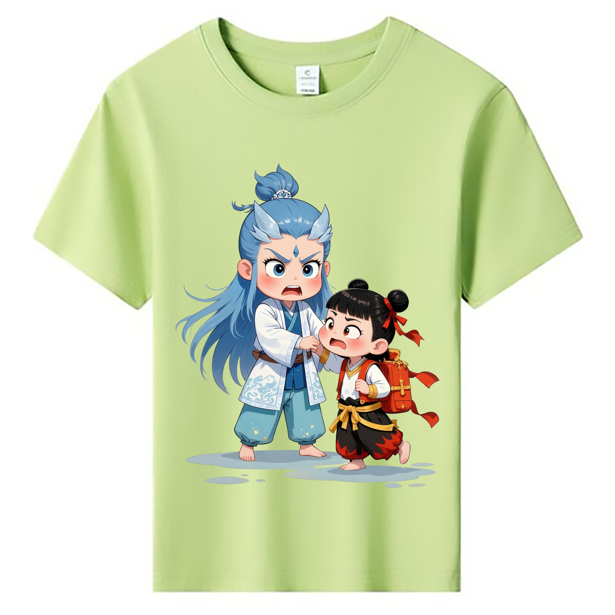 （画像用） Ne Zha 2 ナタ 魔童の大暴れ 綿100％キッズTシャツ（フロントプリント）